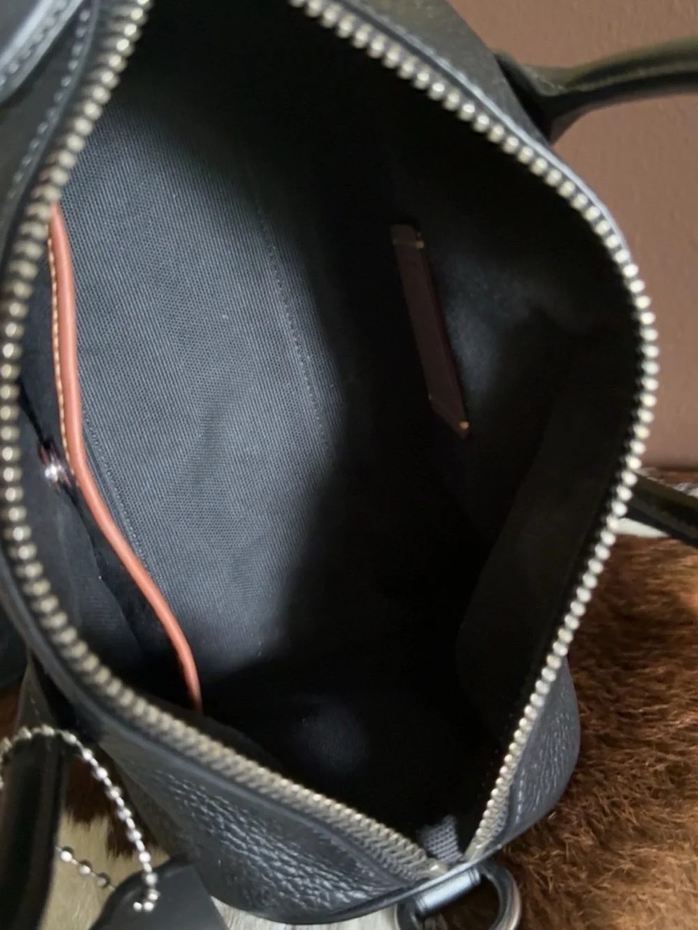 Coach Black Pebbled Leather Compass 25